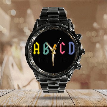 Discover ABCD Rock The Test Funny Metal Teacher Student Tes Calendar Steel Band Watch