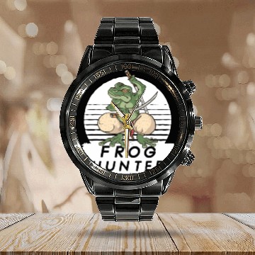 Discover Funny Frog Lover Calendar Steel Band Watch