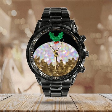 Discover sequin christmas puddings Calendar Steel Band Watch