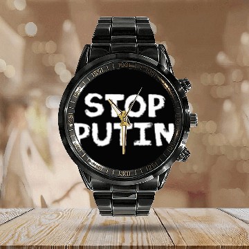 Discover Stop Putin Anti War Protest Calendar Steel Band Watch
