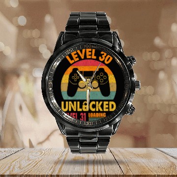 Discover Level 30 Unlocked Video Game 30Th Birthday Retro V Calendar Steel Band Watch