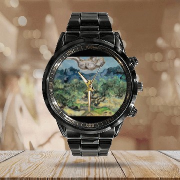 Discover The Olive Trees, Vincent van Gogh Calendar Steel Band Watch