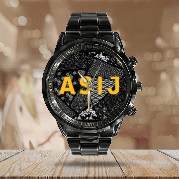 Discover ASIJ Black Patterned Calendar Steel Band Watch