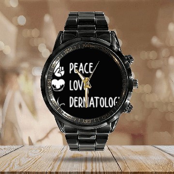 Discover Peace Love Dermatology - Dermatologist Skin Care D Calendar Steel Band Watch