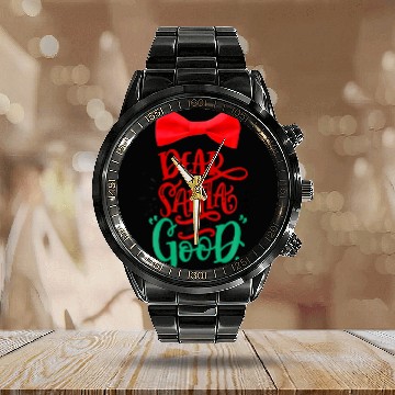 Discover Merry Christmas Outfit - Dear Santa Define Good Calendar Steel Band Watch