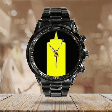 Discover Mustard bottle Calendar Steel Band Watch