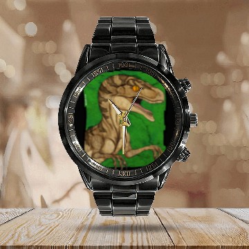 Discover Movie style vintage velociraptor Calendar Steel Band Watch
