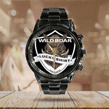 Discover Wild Boar Hunter Lucky For Wild Boar Hunting Calendar Steel Band Watch