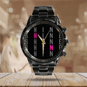 Discover Modern Inspiration Repeat Pattern Neon Pink Shine Sweat Calendar Steel Band Watch