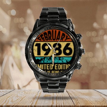 Discover February 1986 Limited Edition 36Th Birthday 36 Yea Calendar Steel Band Watch