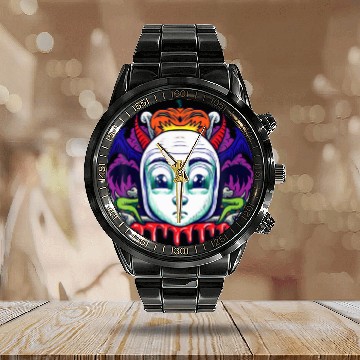 Discover Scared Boy Clown Halloween Costume Bat Wings Pumpk Calendar Steel Band Watch