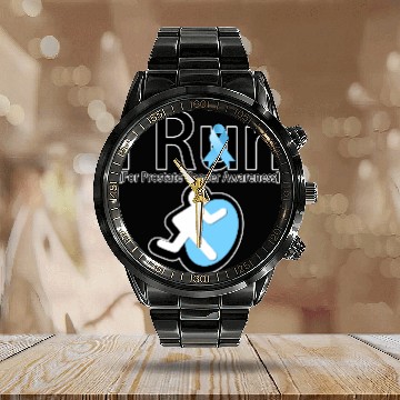 Discover Prostate Cancer Awareness I Run Calendar Steel Band Watch