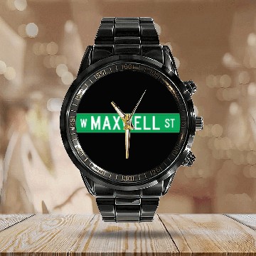 Discover Maxwell Street, Chicago, IL Street Sign Calendar Steel Band Watch