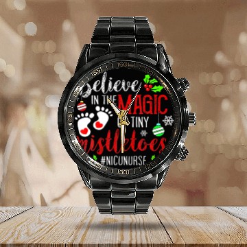 Discover NICU Nurse Christmas Xmas Cute Calendar Steel Band Watch