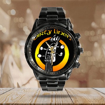 Discover Men's Dirty Linen logo orange & yellow Calendar Steel Band Watch