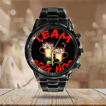 Discover Team Eggnog Holiday Design Calendar Steel Band Watch