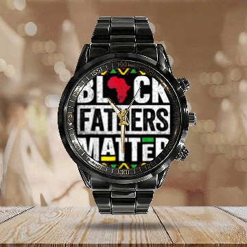 Discover Black Fathers Mat Fteror Men Dad Husband History M Calendar Steel Band Watch