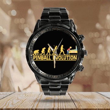 Discover Pinball machine Arcade Evolution Calendar Steel Band Watch
