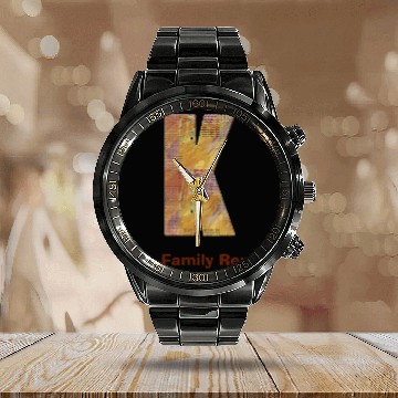 Discover Family Reunion Patchwork Country Letter K Monogram Calendar Steel Band Watch