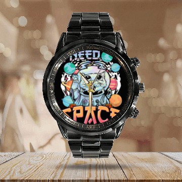 Discover I Need Space Cat In Space Suit Calendar Steel Band Watch