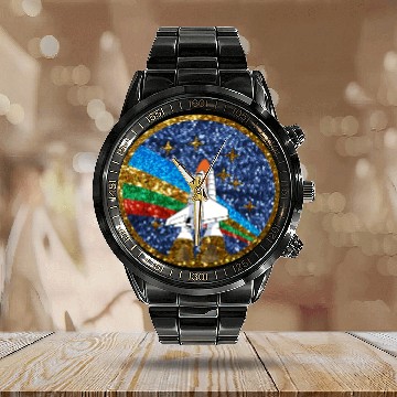 Discover sequin space ship Calendar Steel Band Watch
