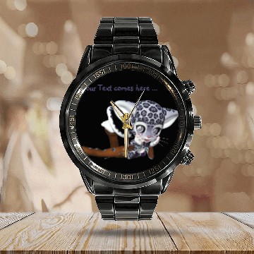 Discover Native Snow Leopard Calendar Steel Band Watch