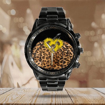 Discover Pumpkin Leopard Print Fall Season Funny Thanksgivi Calendar Steel Band Watch