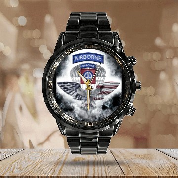 Discover 82nd Airborne Division Explosive Design Calendar Steel Band Watch