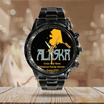 Discover Alaska Family Cruise Vacation Calendar Steel Band Watch