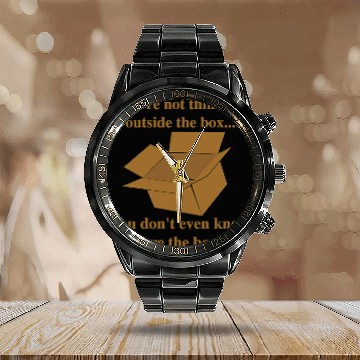 Discover Funny Outside the Box Cardboard Dark Humor Calendar Steel Band Watch