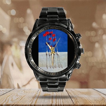 Discover Lobster Buoys 1990s Calendar Steel Band Watch