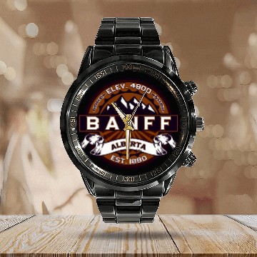 Discover Banff Vibrant Logo Calendar Steel Band Watch