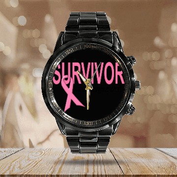 Discover BREAST CANCER SURVIVOR And Staying One Calendar Steel Band Watch