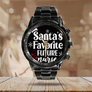 Discover Santa's Favorite Future Nurse Santa Hat Christmas Calendar Steel Band Watch