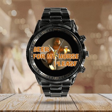 Discover Cowboys Beer for my Horse Calendar Steel Band Watch