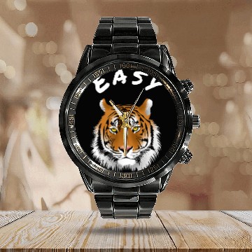 Discover Tiger Gift | Easy Tiger Calm Down Easy Tiger Calendar Steel Band Watch