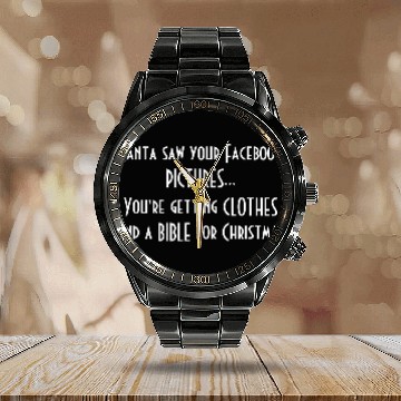 Discover Santa Saw Your Facebook Calendar Steel Band Watch