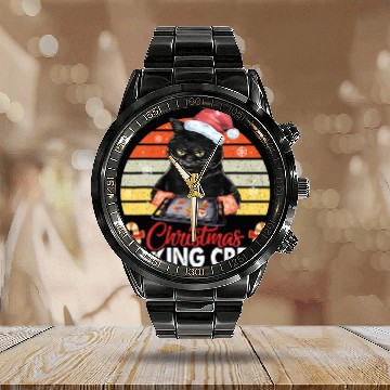Discover Black Cat Christmas Cookie Baking Crew Xmas Pet Gi Calendar Steel Band Watch