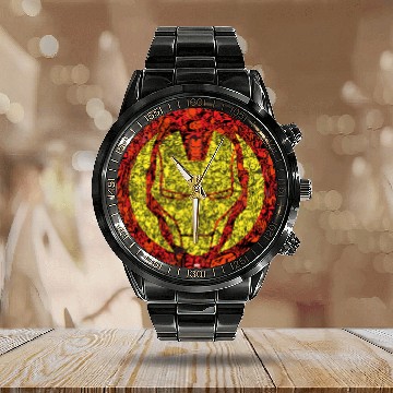 Discover Iron Man Comic Patterned Icon Calendar Steel Band Watch
