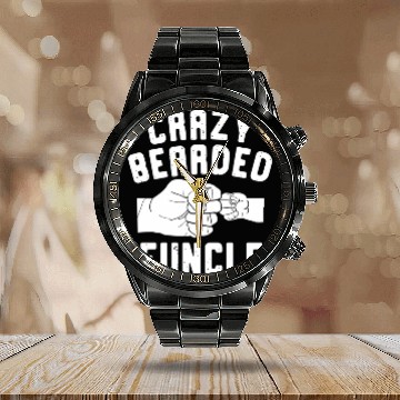 Discover Crazy Bearded Funcle Calendar Steel Band Watch