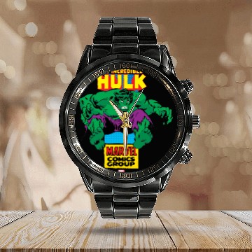 Discover Hulk Retro Comic Character Calendar Steel Band Watch