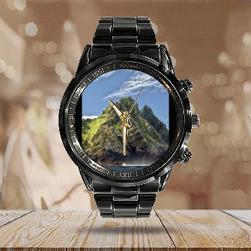 Discover Skellig Michael Ireland Sleeveless Calendar Steel Band Watch