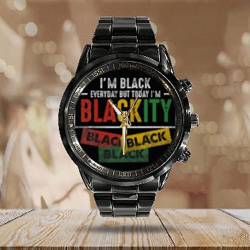 Discover Im Blackity Black African American Vintage Junenth Calendar Steel Band Watch