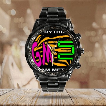 Discover EGM Orange Tiger Stripe Logo Calendar Steel Band Watch