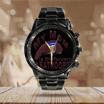Discover Mom is My Favorite 82nd Airborne Paratrooper Calendar Steel Band Watch
