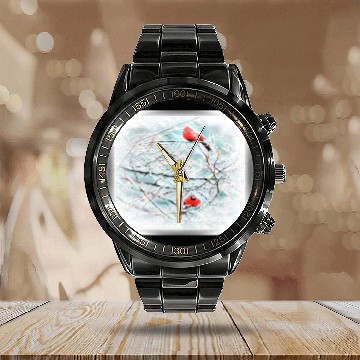 Discover Bird Models: Cardinal Life 01-01 Calendar Steel Band Watch