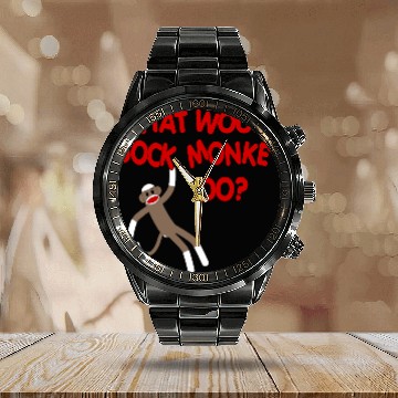 Discover What Would Sock Monkey Do? Calendar Steel Band Watch