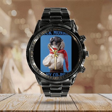 Discover Sock Monkey is my Co-Pilot Calendar Steel Band Watch