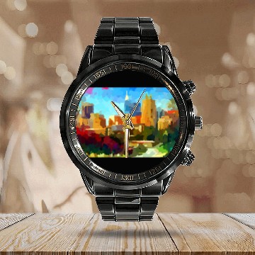 Discover Downtown Raleigh North Carolina Skyline Polo Calendar Steel Band Watch