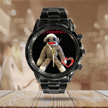 Discover Valentine Sock Monkey for Calendar Steel Band Watch